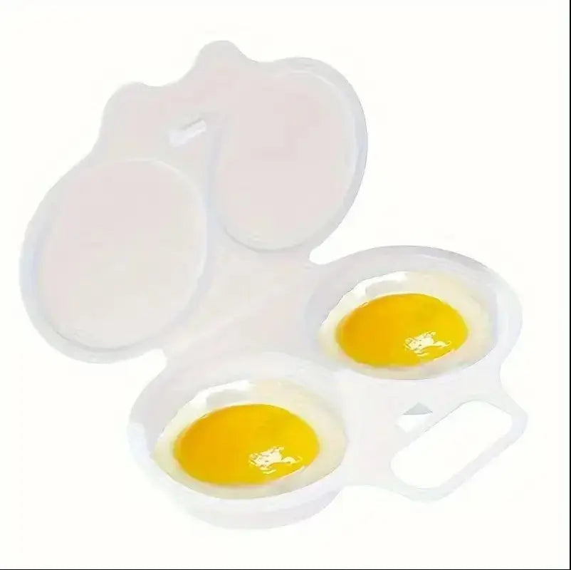 Grey Egg Poacher, Easy-Clean Microwave Egg Boiler Poacher, 2 Cavity Nonstick Poached Egg Maker With Lid, Egg Cooker, Double Drain Poached Cups Dining Specialty Cookware